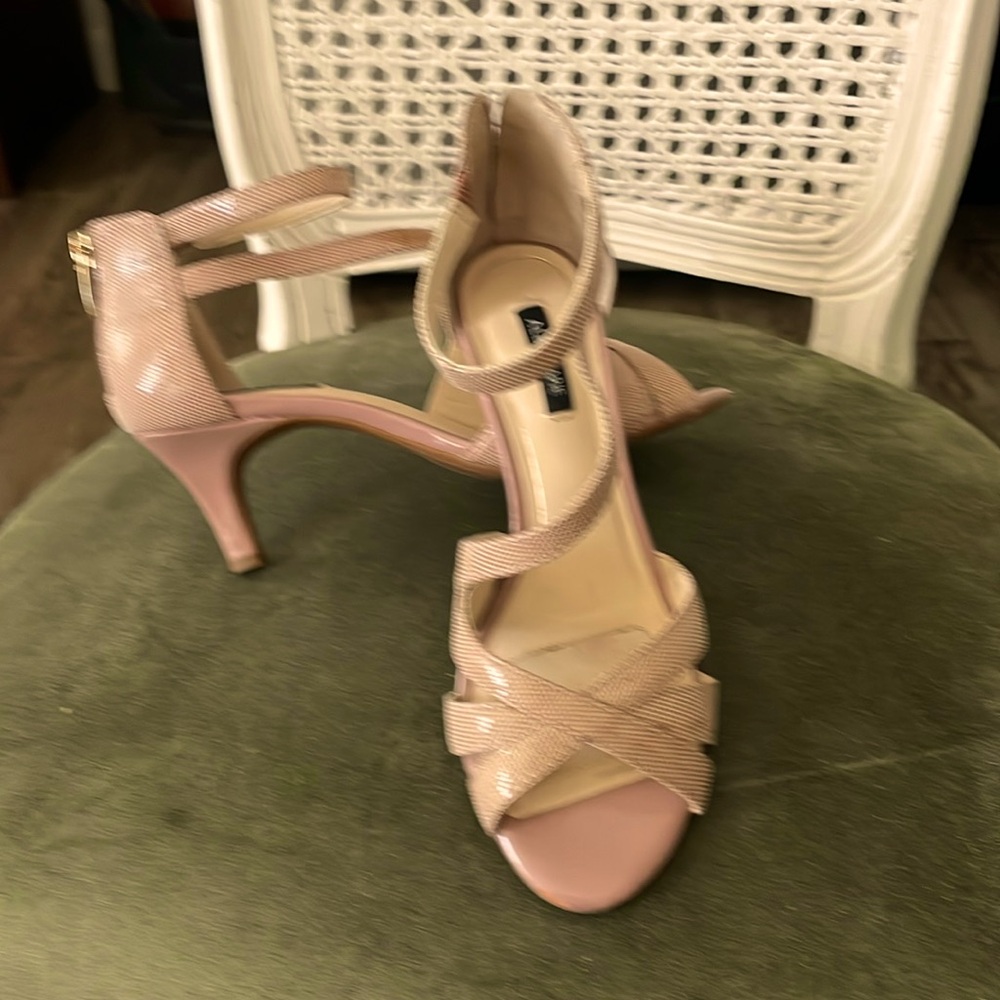 Alex Marie heels, with ankle strap and zipper in back for easy access